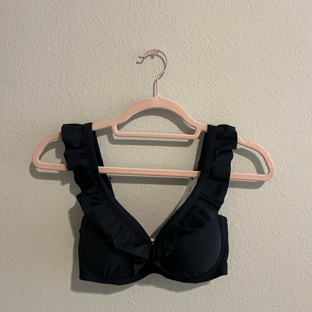 Black Ruffled Women's Intimate Bikini Top